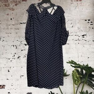 Coquette ET COQUINE- navy blue & white off the shoulder chiffon layer midi dress